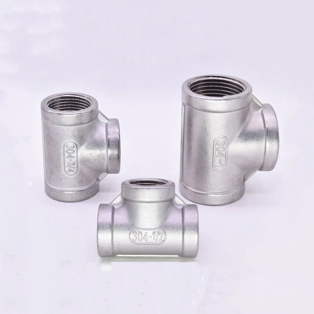 

1/8" 1/4" 3/8" 1/2" 3/4" 1" to 2" BSPT Euqal Female Tee 3 Ways 304 Stainless Steel Pipe Fitting Water Gas Oil