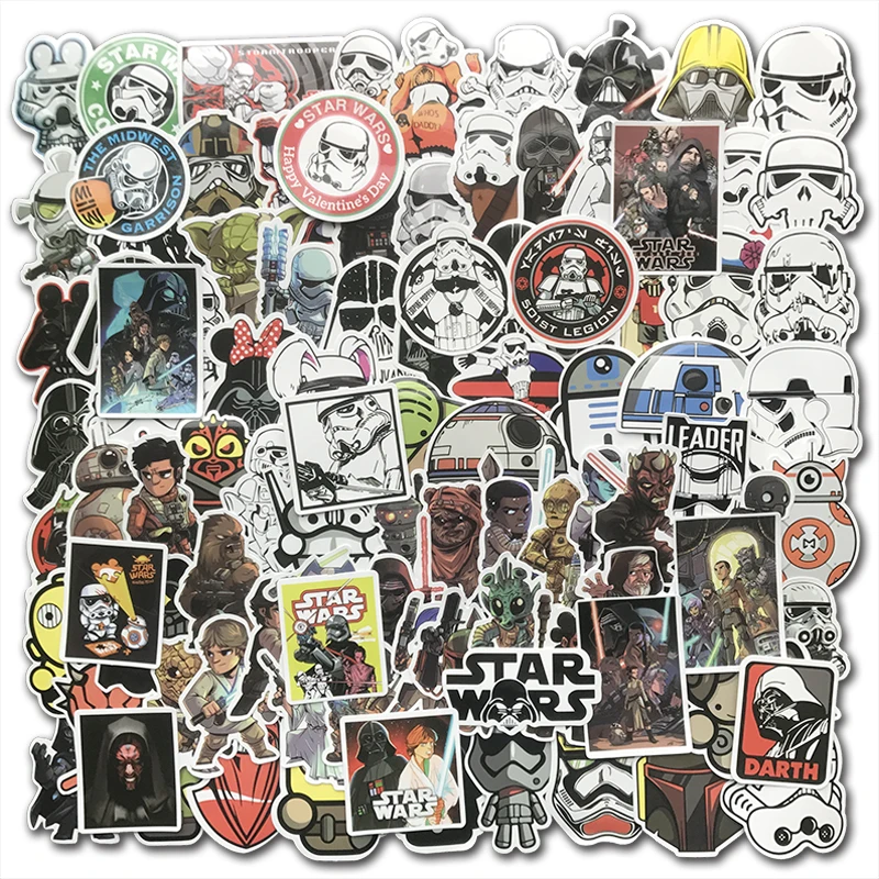 

100Pcs/Lot PVC Cool Star Wars Stickers for Luggage Laptop Decals Skateboard Stickers Moto Bicycle Car Guitar Fridge Sticker Pack