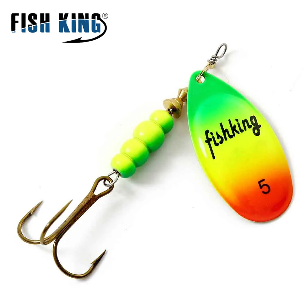 

FISH KING Spinner Bait 1pc 1#-5# Fishing Lure Bass Hard Baits Spoon Pike With Treble Hook Tackle High Quality