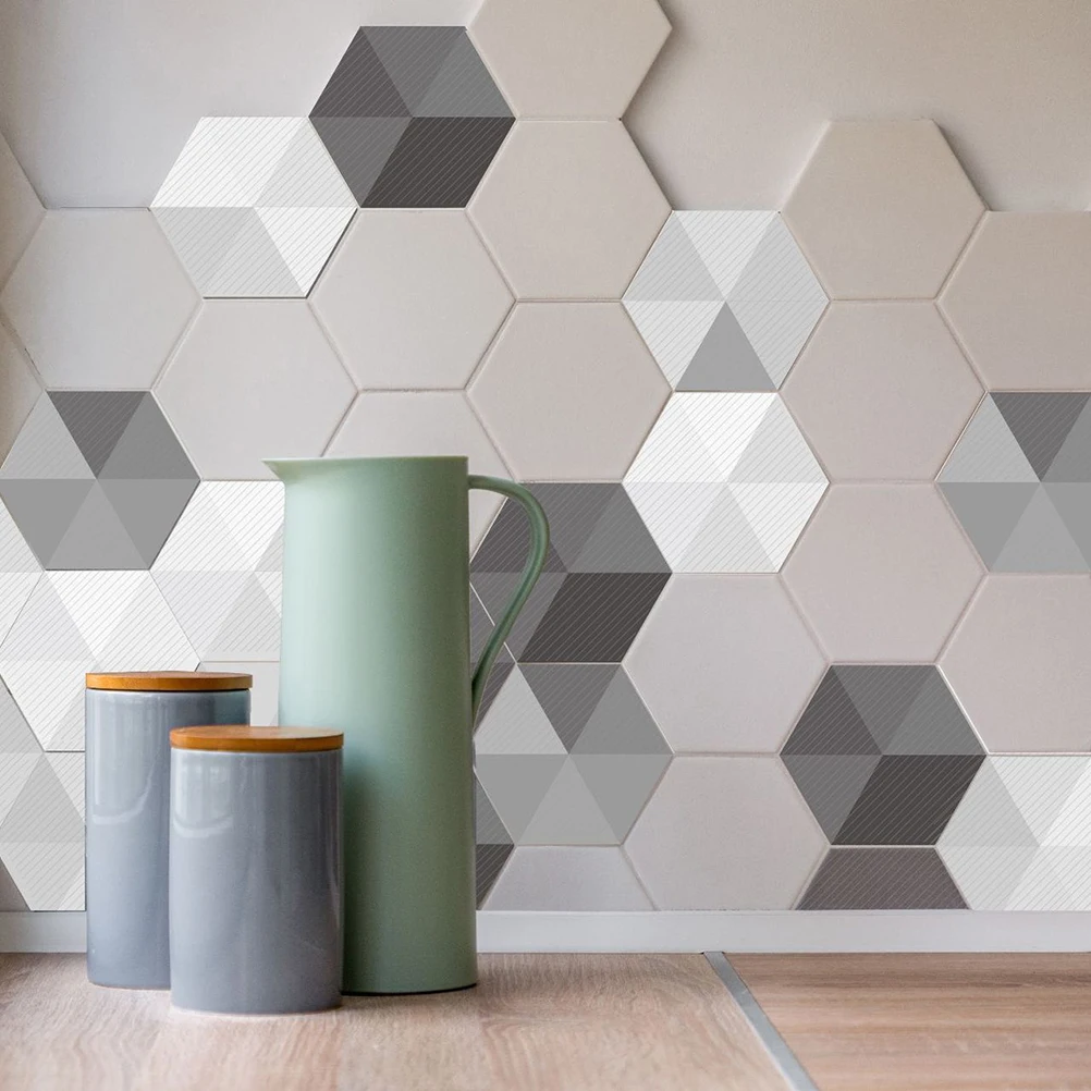 

10 Pcs Simple Geometry Wall Sticker Mosaic Hexagon Floor Sticker Waterproof Tile Sticker 230x200mm