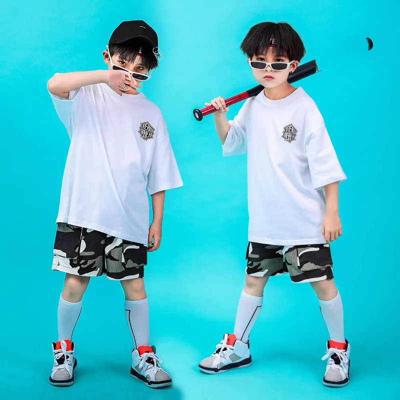 Toddler boy summer clothes 2019 6 8 10 12 14 16Years hip hop pants tshirt dance jazz costumes kids girls sets clothing 130 140  (3)