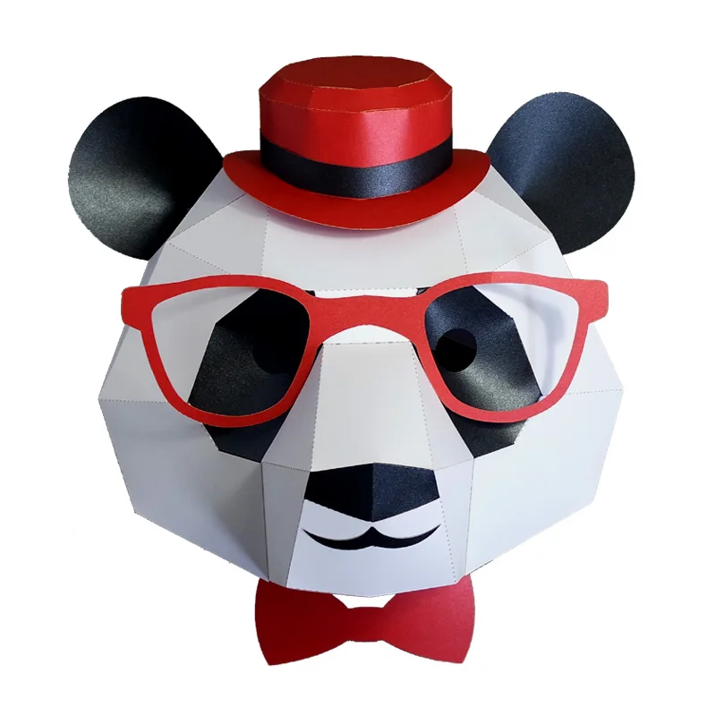 Белый 3D Бумажная Маска модная Панда Маска Костюм Животного Косплей бумага для творчества Маска модели Рождество Хэллоуин Выпускной вечерние подарки - Цвет: Белый