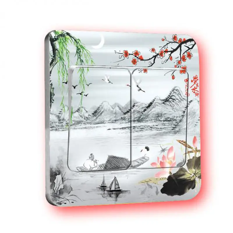 

4 pcs landscape Light Switch Stickers princess Home Decoration Accessories Wall Stickers For Kids Rooms Border Tiles For