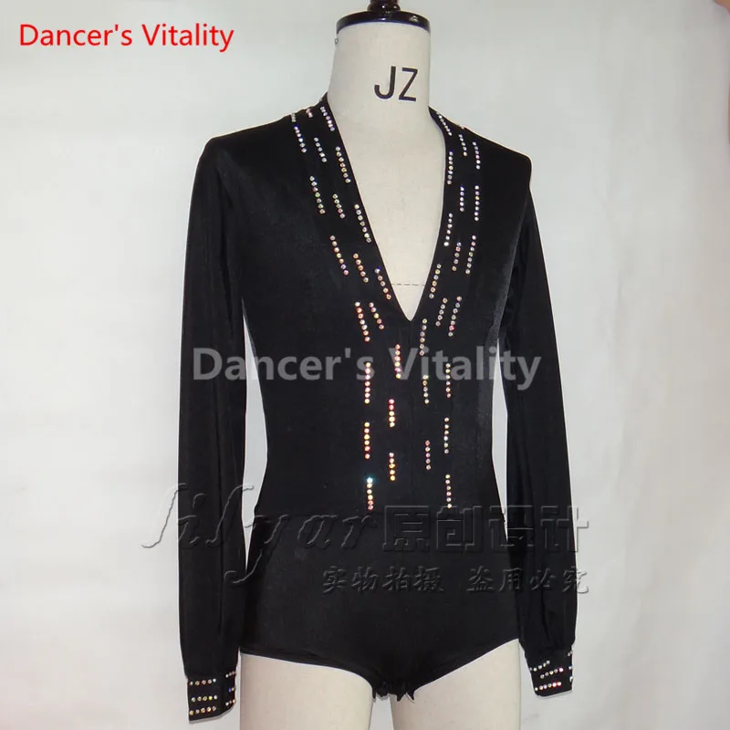 2017Male Latin v collar Dancing Tops Dancing Tops Showing Wear Adult Original Clothes Man Long sleeves Latin Dance Tops male tango outfit