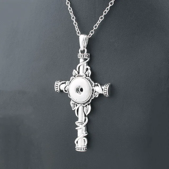 Buy Vintage cross 18mm metal xinnver snap necklace
