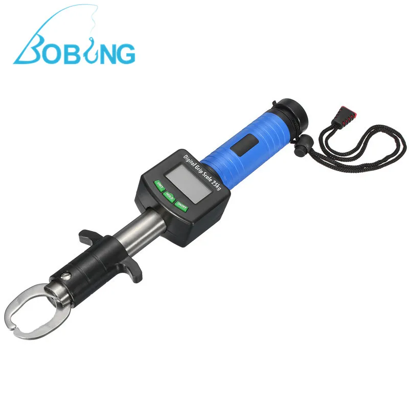 

Bobing Aluminium Alloy Fish Grip 25kg/55LB Digital Grip Scale With 1m Measure Tape Fishing Tackle Tools Control Fish Fin