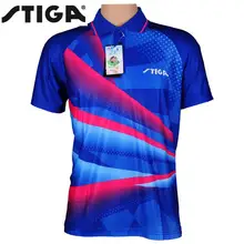 Stiga настольным теннисом футболка одежда Спортивная быстросохнущая с короткими рукавами, Мужская пинг понг рубашка Бадминтон Спорт майки S032301S