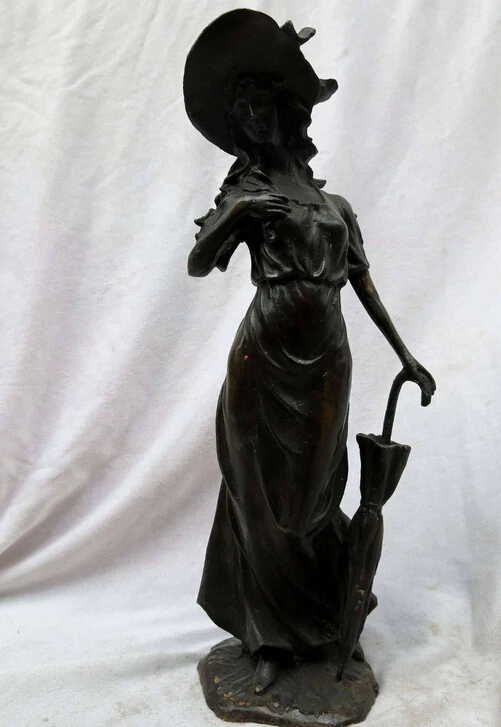

13" China bronze copper carved finely umbrella Marilyn Monroe Sculpture Statue