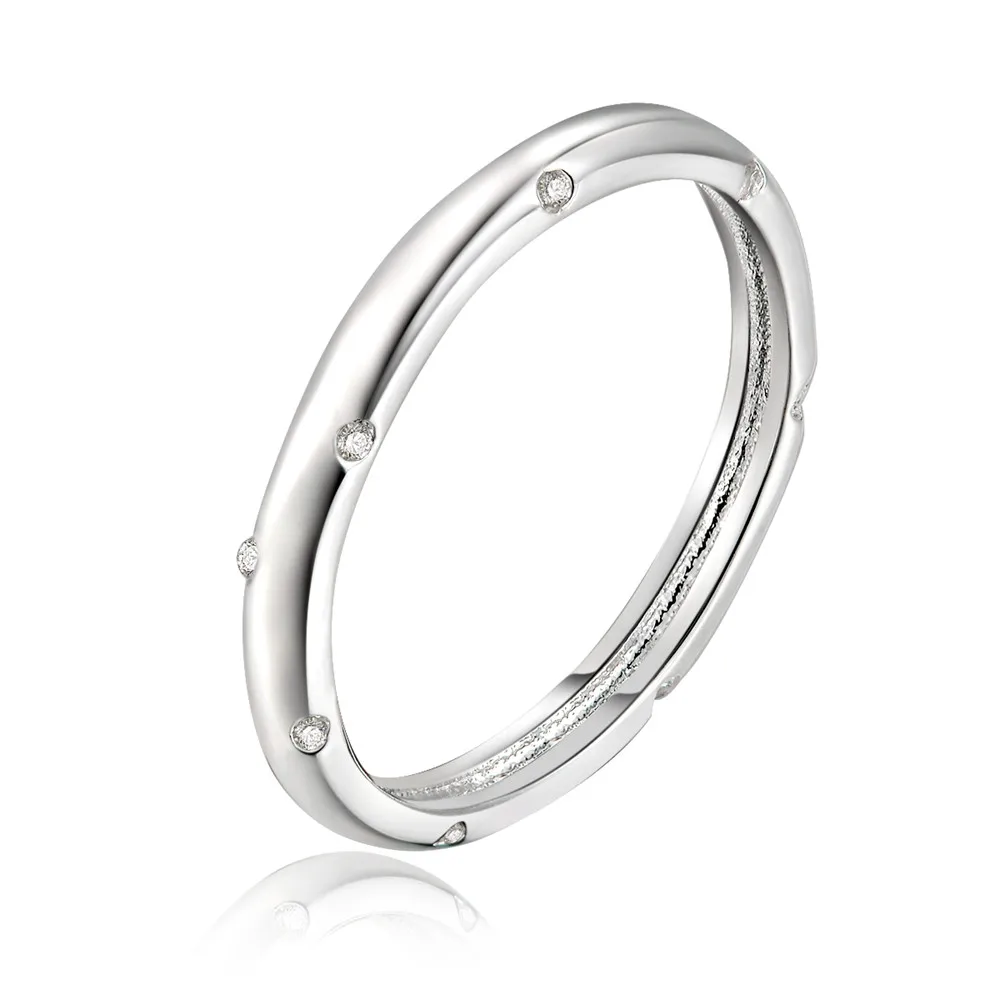 

Hot engagement jewelry simple European style charm circle inlaid stone ring female fashion silver color jewelry LR023