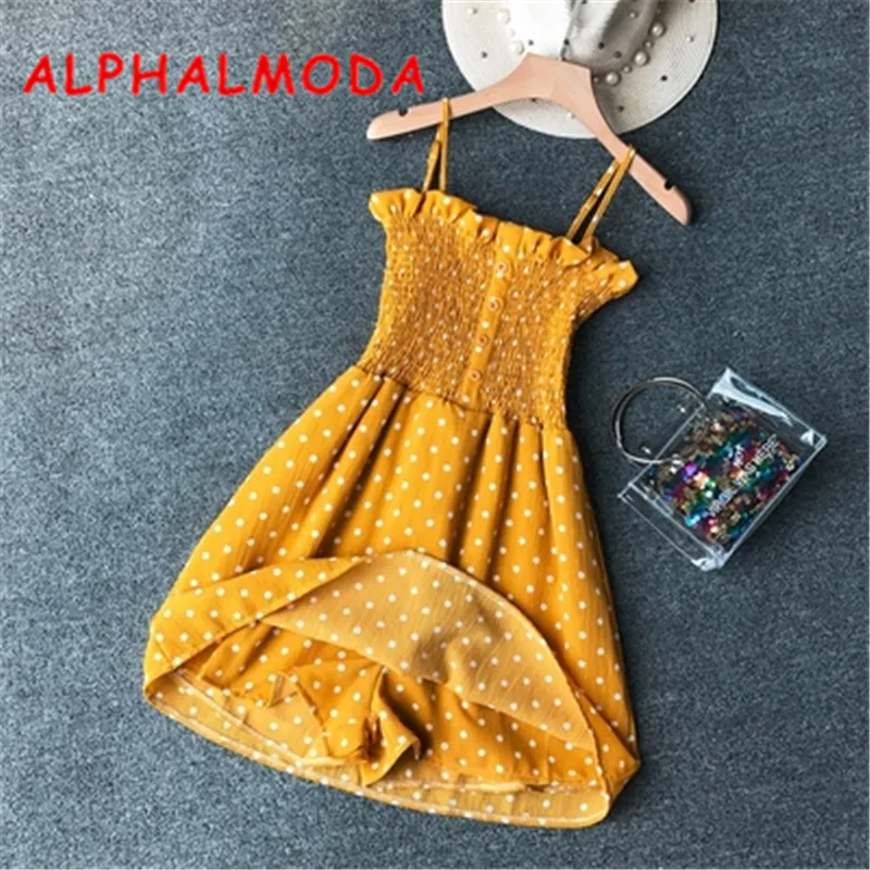 

ALPHALMODA Summer Women Casual Playsuits Polka Dot Plaids Printed Female Summer Casual Vocation Rompers