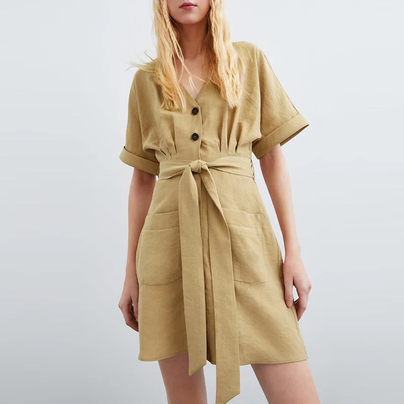 Женское винтажное платье Heydress мини с коротким рукавом и поясом 2019|Платья| |