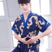 Мужское сексуальное шелковое кимоно, халат, халат, китайский стиль, мужской халат, ночная рубашка, одежда для сна плюс