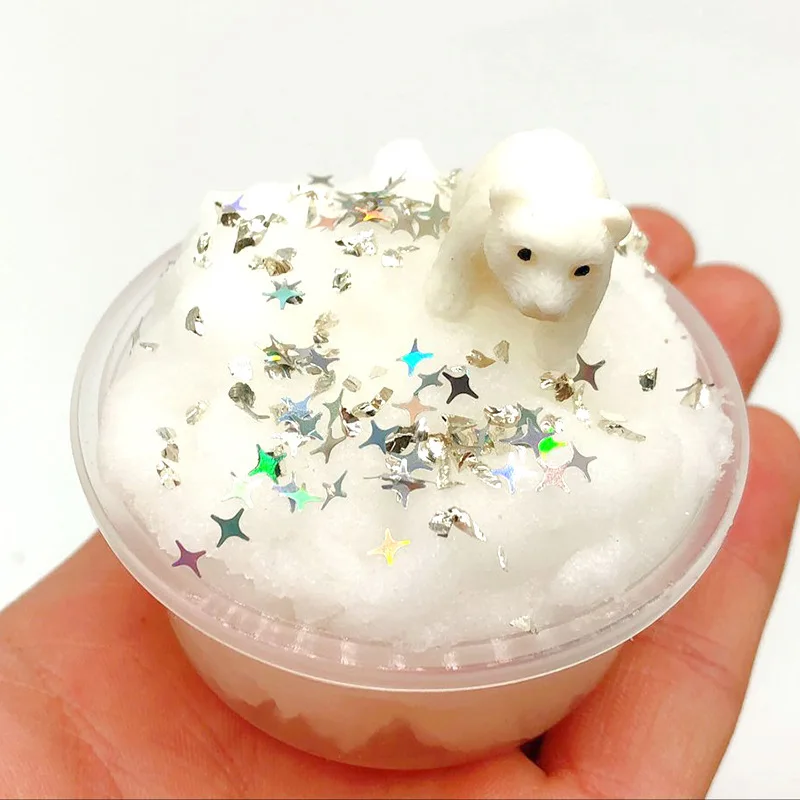 Пингвин проволока рисунок грязи льда и снега Мир животных тысяча шелка слизи декомпрессии пластилиновые игрушки лучшие продажи прямые продажи - Цвет: 60 ml white bear mud