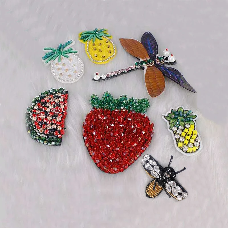 5 pcs/lot Fruit Beading Patches Sequined Fabric Patches for Clothing
