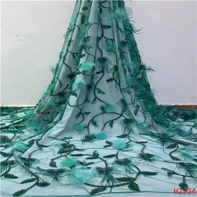 HFX Новое поступление африканские вечерние нигерийские кружева ручной работы перо блесток и 3D белый цвет африканская кружевная Лента ткань F2334 - Цвет: as picture