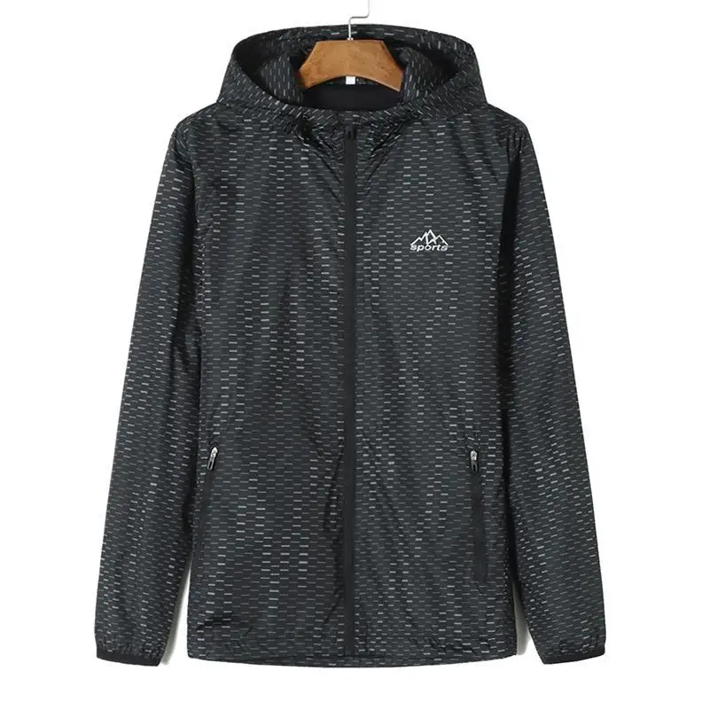 XL-8XL, новинка, мужское пальто, с принтом, с капюшоном, куртка размера плюс, 6XL, 7XL, 8XL, весна и осень, модная, деловая, повседневная, для молодых мужчин - Цвет: black