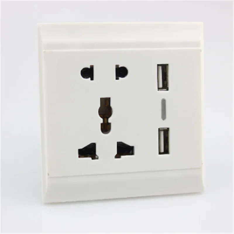 KHold Universal Wall Socket AC 110 250V 10A With Double USB Charging