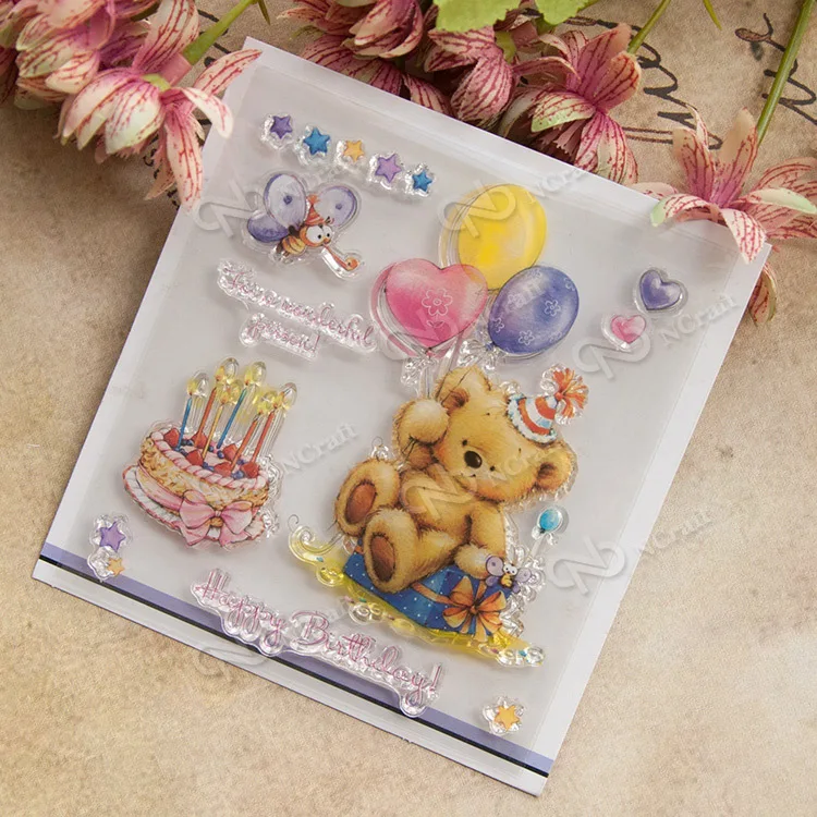 

Clear Stamps Bear Scrapbook Card album paper craft handmade silicon rubber roller transparent stamps