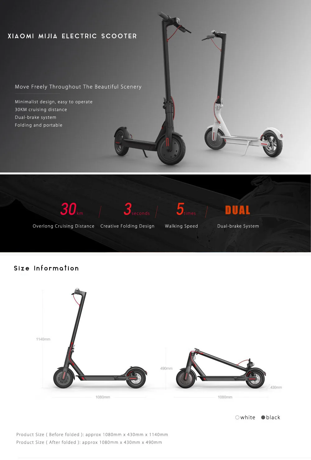 Xiaomi Mijia M365 Folding Electric Scooter E-ABS Technology Kinetic Energy Recovery System Cruise Control-1