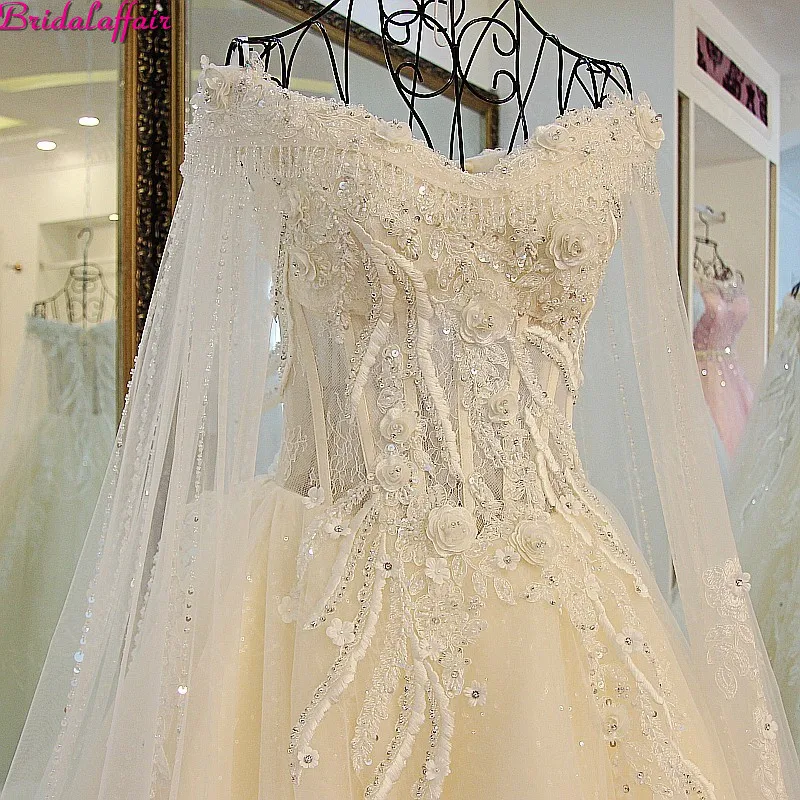 Real Image Luxury Wedding Dresses 2019 Vsetido De Novia Crystals Lace Wedding Dresses Beading Appliques Royal Train Bridal Gowns