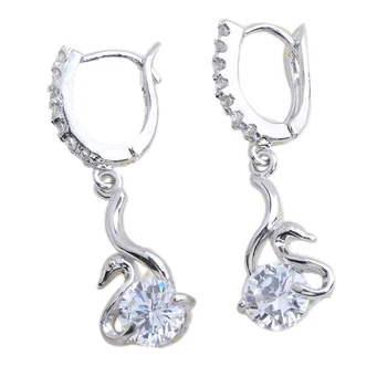 

Swan White Stone 5*5mm Semi-precious Silver Cool For Womens Earrings ED0056