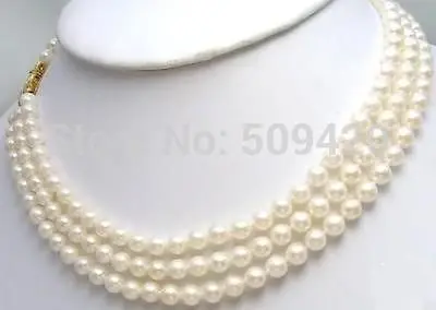 

Free Shipping >>TRIPLE STRANDS SOUTH SEA AAA 9MM WHITE PEARL NECKLACE