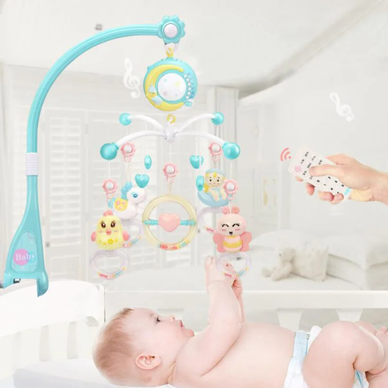 

New Infant Puzzle Bed Bell Tooth Rattle Star Projection Music Story Bed Bell Baby Rattle Toy