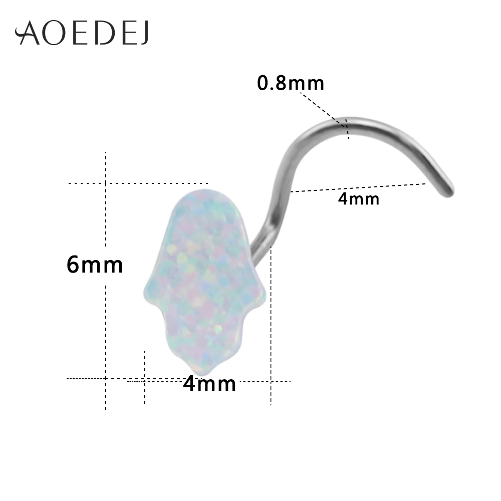 AOEDEJ 3 цвета камень огненный опал нос шпильки для пирсинга ювелирные изделия из нержавеющей стали кольца для носа Хамса сердце L Форма 18 г опал