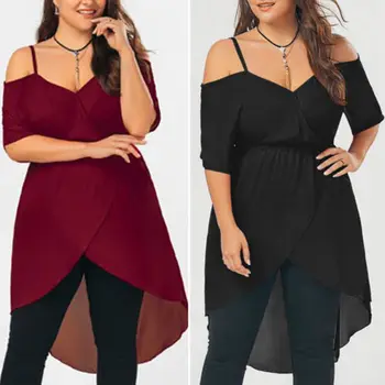 

2018 New Fashion Hot Sexy Women Cold Shoulder Mini Party Short Sleeve V Neck Spaghetti Strap Dress Top Plus Size