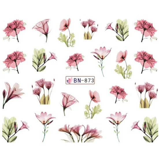 1 шт переводные наклейки для ногтей Цветы Серия сухие цветы таттто для лака Кончики ногтей декоративные наклейки TRBN871-876 - Цвет: BN873