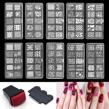 

Nail Art Stamping Plate Template Stamper Scraper Manicure Beauty DIY Tools Set Hot