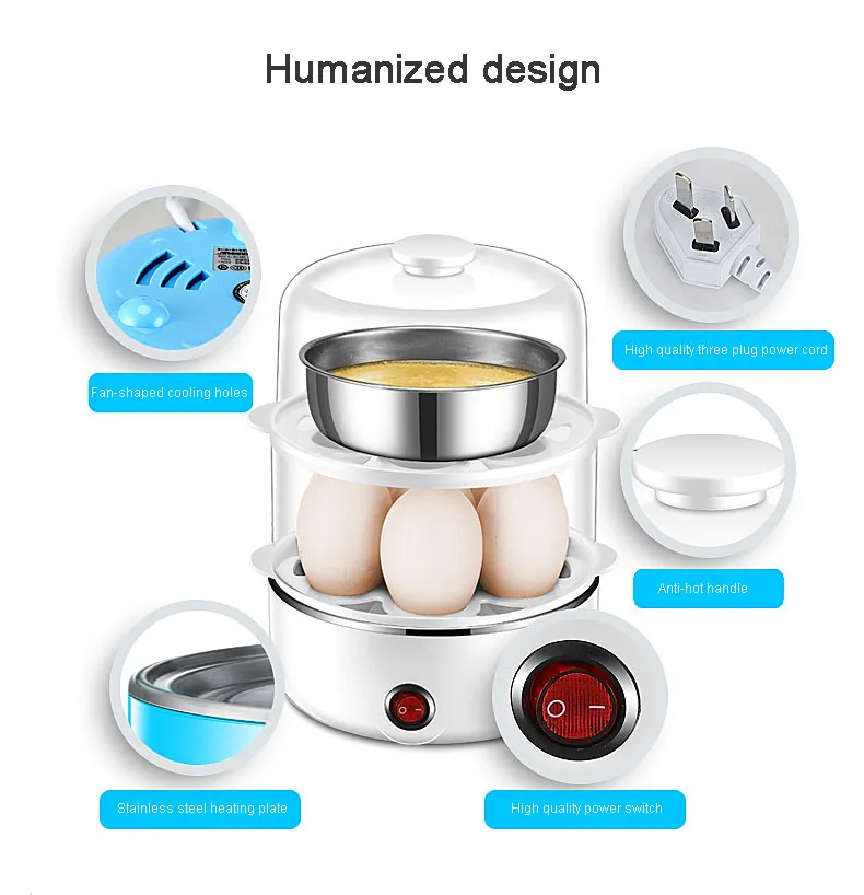 DMWD 14 яиц бойлер электрическая яйцеварка Пароварка для приготовления пищи сковорода многофункциональная двухслойная мини вареная омлет посуда EU US plug