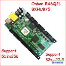 Onbon bx-6Q2L,ethernet, Puerto rj45, tamaño de control 512*256, soporte 8 X HUB75, async fullcolor controlador de pantalla led, p3,p2.5