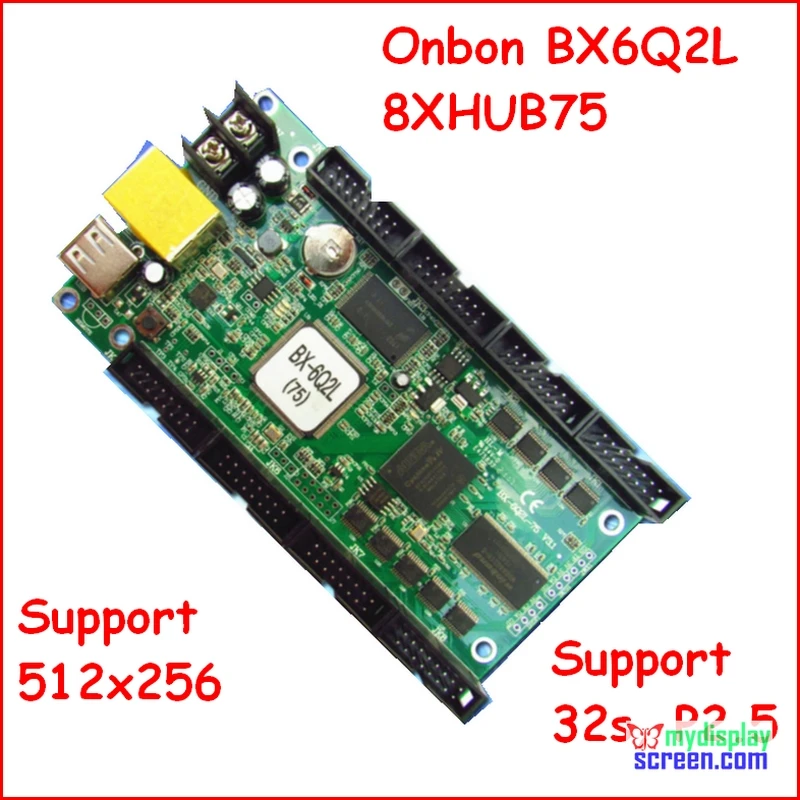 

onbon bx-6Q2L,ethernet, rj45 port, control size 512*256,support 8 X HUB75, async fullcolor led display controller, p3,p2.5