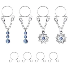 Новая мода нержавеющая сталь капли воды не пирсинг клип на соски кольца для женщин Цветы Поддельные соски болтаются регулируемые Украшения для тела