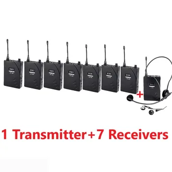 

Takstar UHF-938 wireless tour guide system 50m operating range 432.5-433.5/433-434MHZ 1 Transmitter+7 Receivers for tour guiding