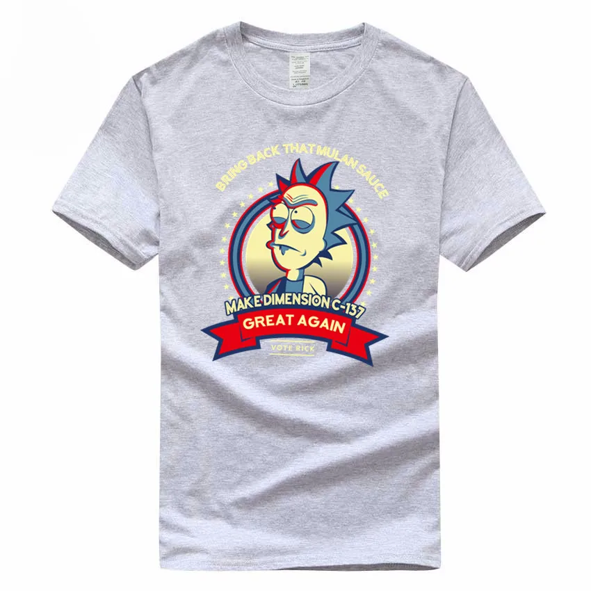 Rick and Morty аниме евро размер хлопок футболка Летняя повседневная с круглым вырезом мультфильм футболка для мужчин и женщин GMT300001 - Цвет: Gray E