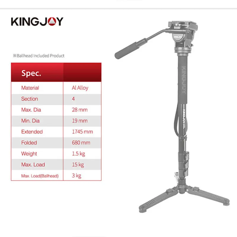  Kingjoy MP208F Set Professional Monopod Set Dslr For All Models Camera Tripod Stand Para Movil Flex