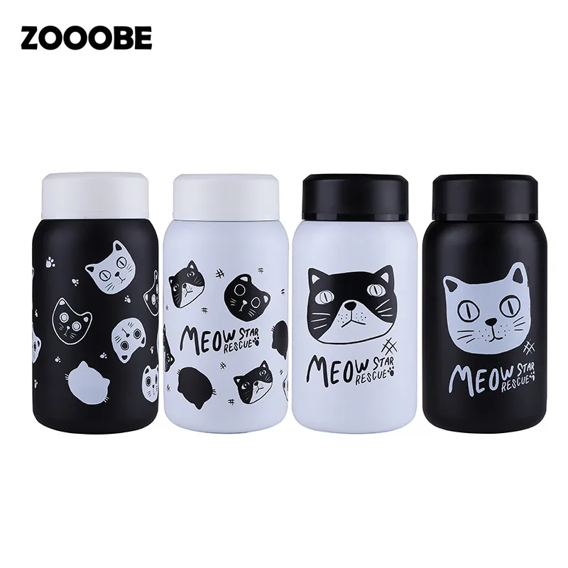 Best ZOOOBE Cartoon Cat Stainless Steel Thermos Vacuum Bottle Cup Thermal Mug Insulated Tumbler Tea Milk Coffee Mugs Kids Gift