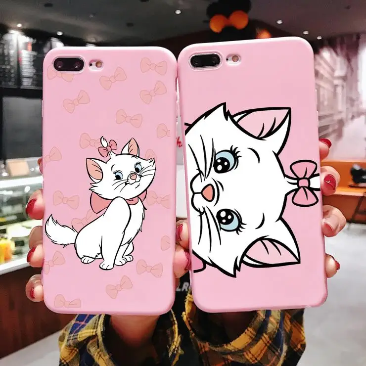 

Pink Cartoon Cute Cat Matte Soft TPU Case For iPhone 6S 8 7 6 S Plus XR 9 Coque For iPhone X For iPhone XS Max Phone Case shell