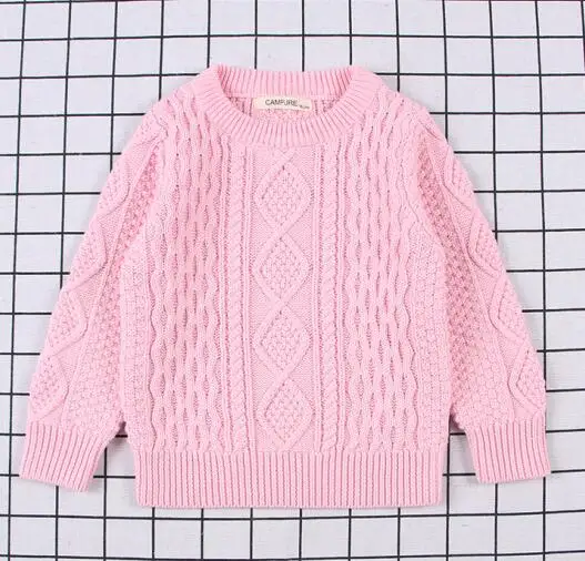 Свитер для девочек 1-7 лет; мягкие хлопковые свитера с длинными рукавами; детская одежда; осенний детский пуловер; вязаные пуловеры для мальчиков; верхняя одежда - Цвет: Pink