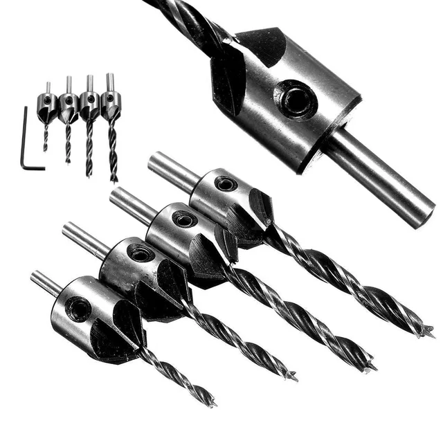 Best Offers 4pcs HSS Drill 4241 5 Flute 3-6mm Countersink Drill Bit Set Reamer Woodworking Chamfer Best Offers 4pcs HSS Drill 4241 5 Flute 3-6mm Countersink Drill Bit Set Reamer Woodworking Chamfer