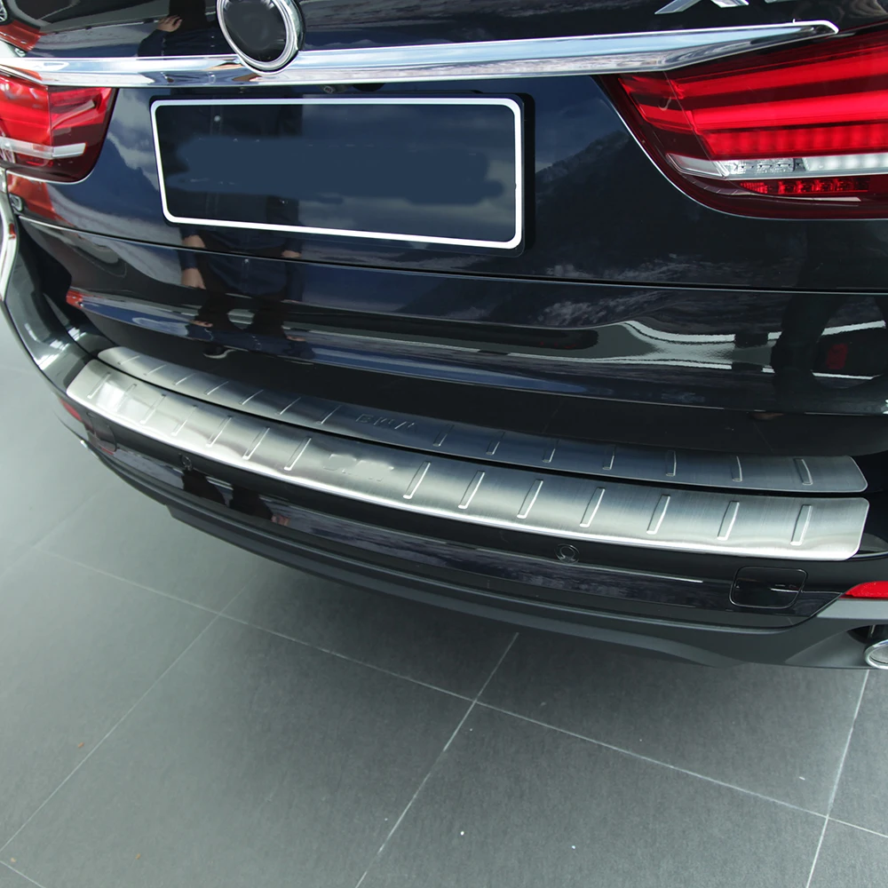 

KOUVI Stainless steel rear bumper protector step panel boot cover sill plate trunk trim accessories for 2014 2015 BMW X5 F15