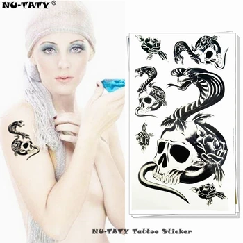 

Nu-TATY Salamander Snake Skull Temporary Tattoo Body Art Arm Flash Tattoo Stickers 17*10cm Waterproof Fake Henna Painless Tattoo