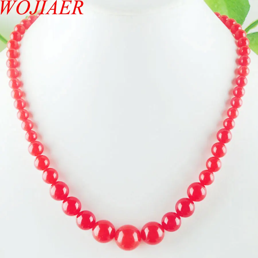 

WOJIAER New Fashion Jewelry Agates Crystal Gem Stone Round Beads Women Necklace 17.5 Inches PBF300
