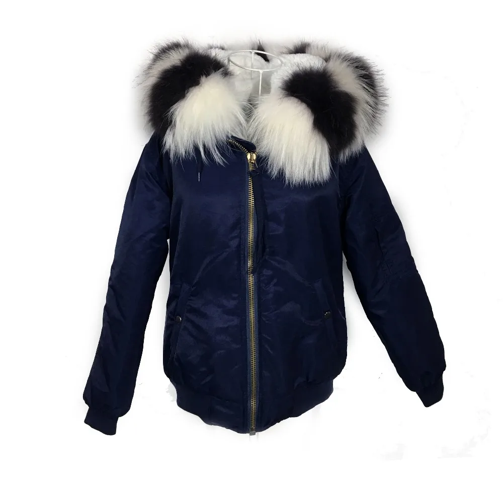 new winter high fashion street woman hooded bomber jacket large raccoon fur collar short basic