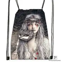 Custom Victoria Frances Drawstring Backpack Bag Cute Daypack Kids Satchel (Black Back) 31x40cm#180611-01-31