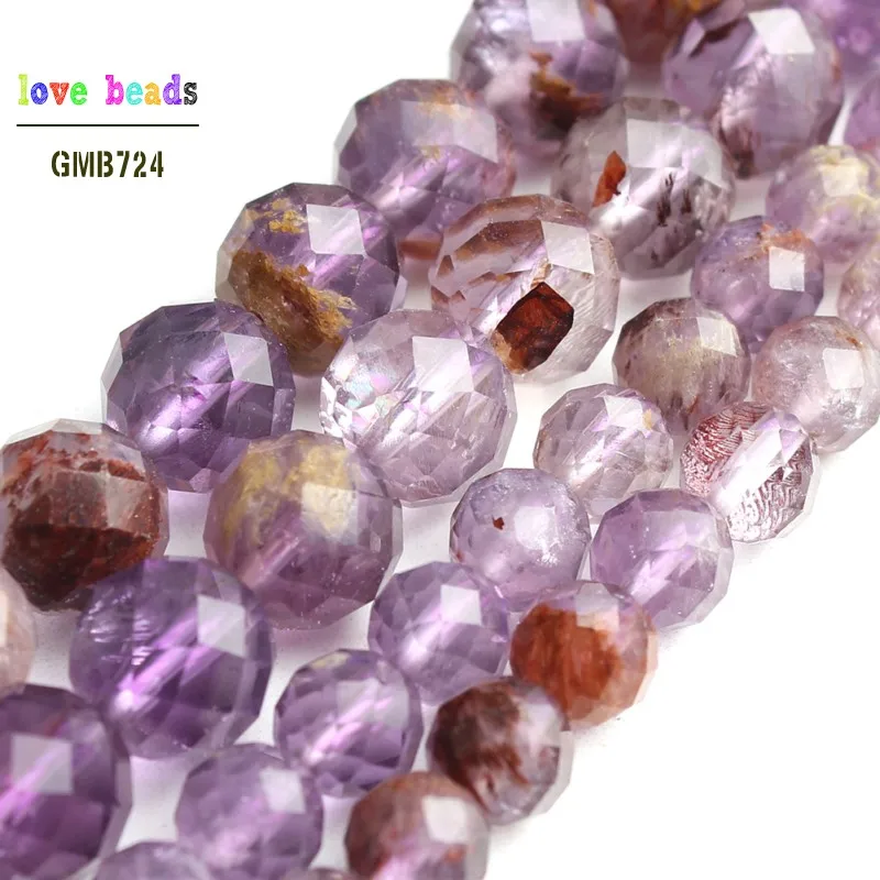 AAA Натуральный граненый фиолетовый Призрак Кварцевый Камень Круглые бусины для самостоятельного изготовления ювелирных изделий браслет ожерелье 7,5 ''нить 6 мм 8 мм