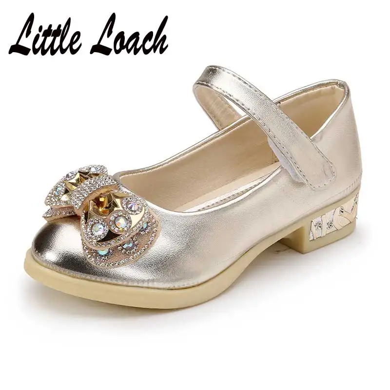 Princess Dancing Shoes Kids Sequins Sandals Mid Heels Dress Shoes Girls New
