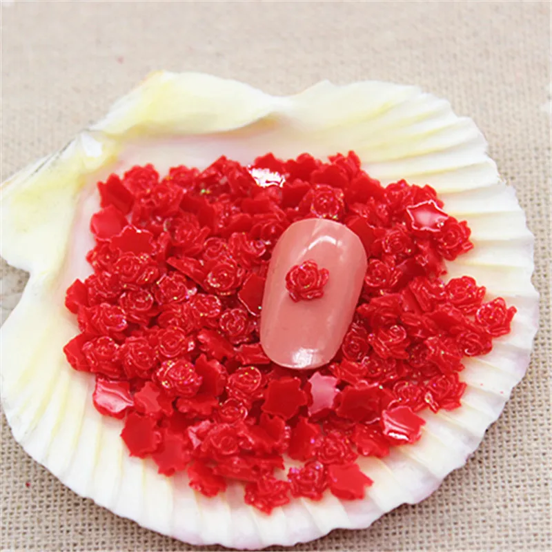5 мм 500 шт./упак. милые смесь цветов блеск мини Смола Цветы кабошон с плоской задней частью сделай сам украшения для ногтей - Цвет: red 500pcs